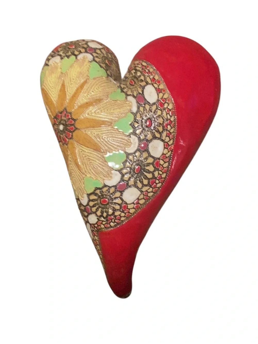Laurie Pollpeter Eskenazi Signed Large Ceramic Radiance Heart Wall SculptureHT48